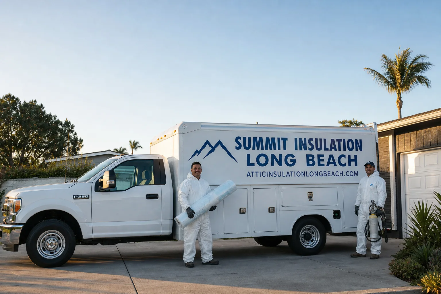 Summit Insulation Long Beach service vehicle and crew in Long Beach, CA